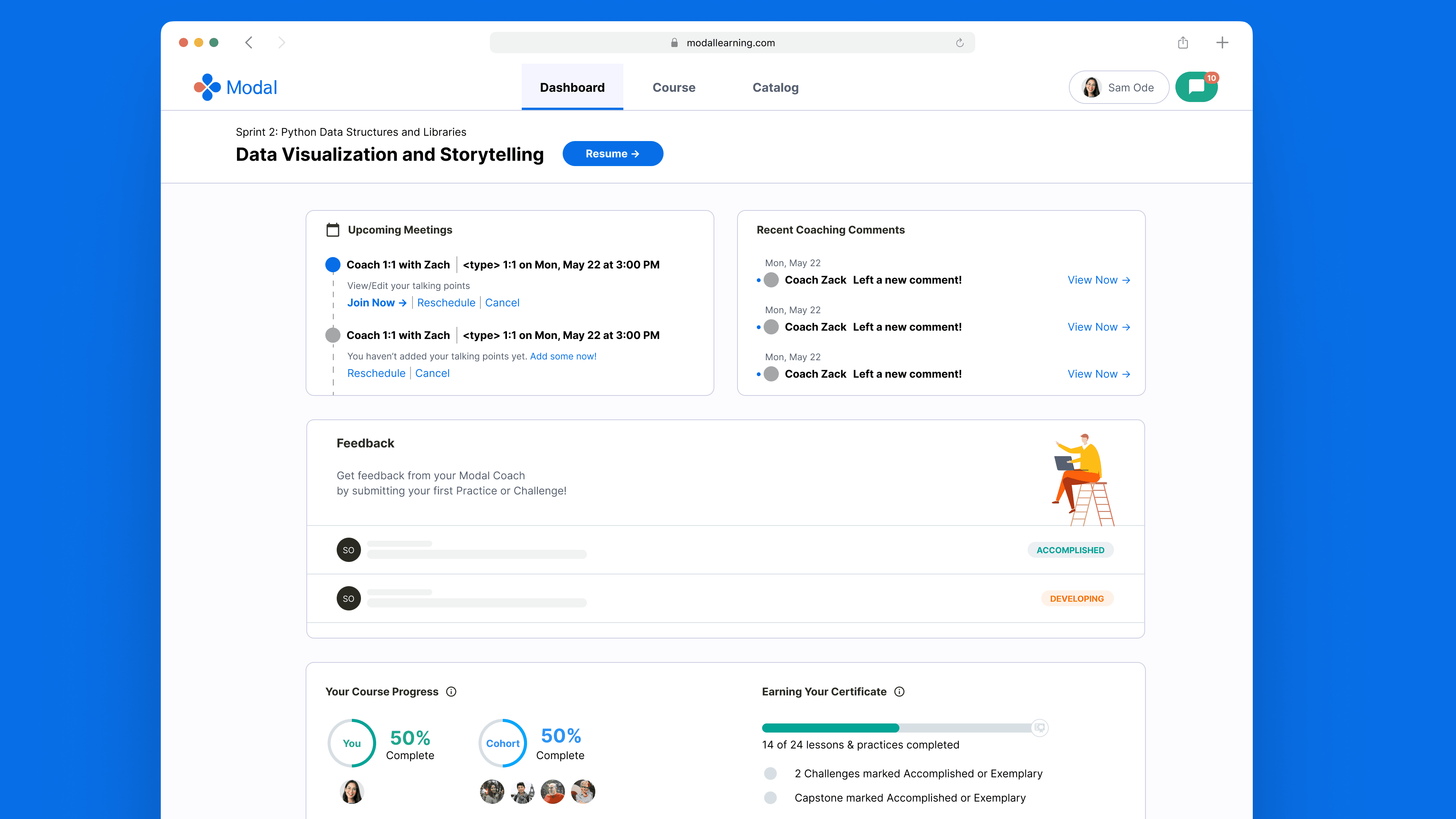 Modal Learner Dashboard